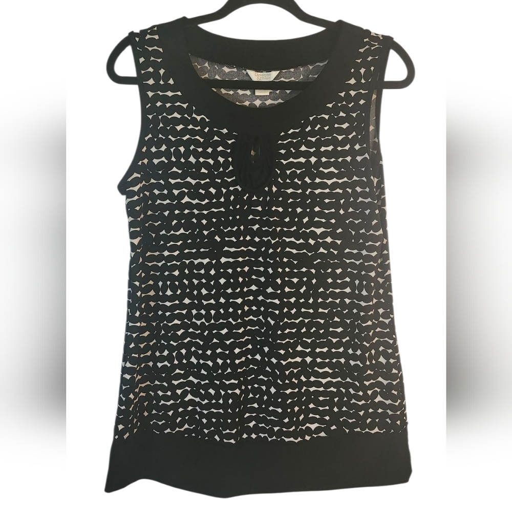 Christopher & Banks Black and White Sleeveless Tank Top Shirt Size Large